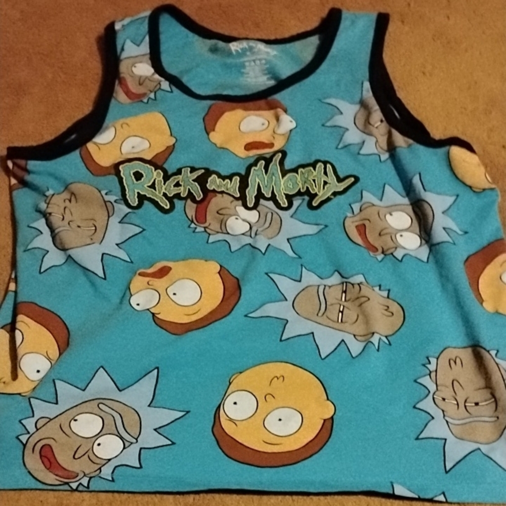 Vintage Cartoon Rick and Morty Blue Tank Top